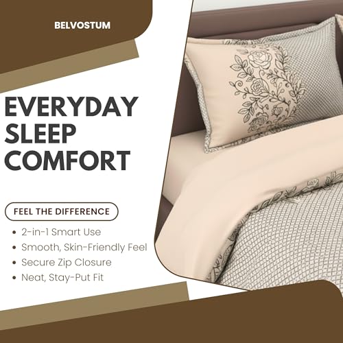 Image of 280 TC Luxurious Glace Cotton Duvet Cover /Comforter Cover /Rajai Cover /Blanket Cover /Quilt Cover King Size 90 inchX100 inch Inches - (Coffee)