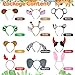 Spetsbst Tier Haarreif mit Ohren 12 Stück Cartoon Animals Ohren Stirnbänder Set Tiger Giraffe Hasen Katze Kostüm Zubehör Kopfbedeckung für Erwachsene Kinder Party Karneval Geburtstag