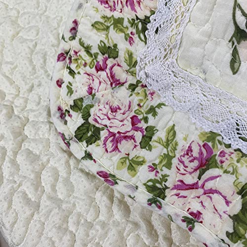 Ustide Long Rose Rug For Bedside, Rustic Pink Buds Runner Rug, Quilted Cotton Area Rug For Bedroom Hallway, Machine Washable And Easy Care (23.6''X70.8'') #TOP5