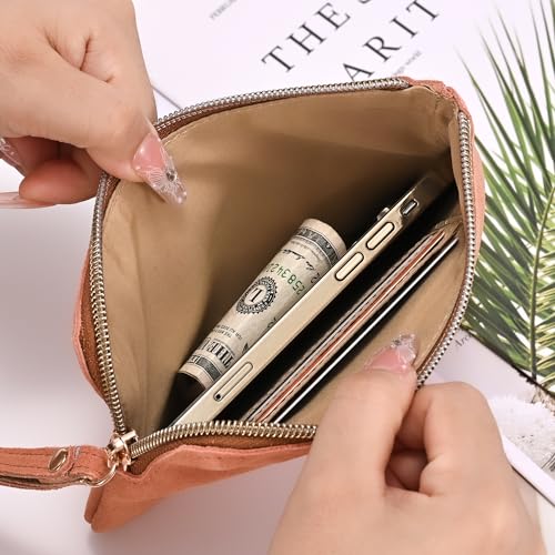 Image of Genuine Leather 4.5 x 6.5 Wristlet Purse for Women, Evening Wristlet Pouch Clutch Bag
