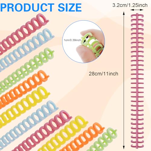 10 Stück Kunststoff-Bindekämme,Fünf Farben Spiralbindung,30 Schlaufen Teilung 10 mm Bindekämme,für Notizbuch Sammelalbum (Hellorange, Gelb, Hellgrün, Hellblau, Hellrosa)