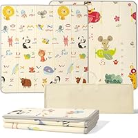 Hibtn Baby Play Mat 2 Side, Foldable Baby Playmat, Kids Large Foam Anti-Slip Crawling Soft Blanket, Folding Waterproof Floor Carpet (127 x 127 x 1cm)