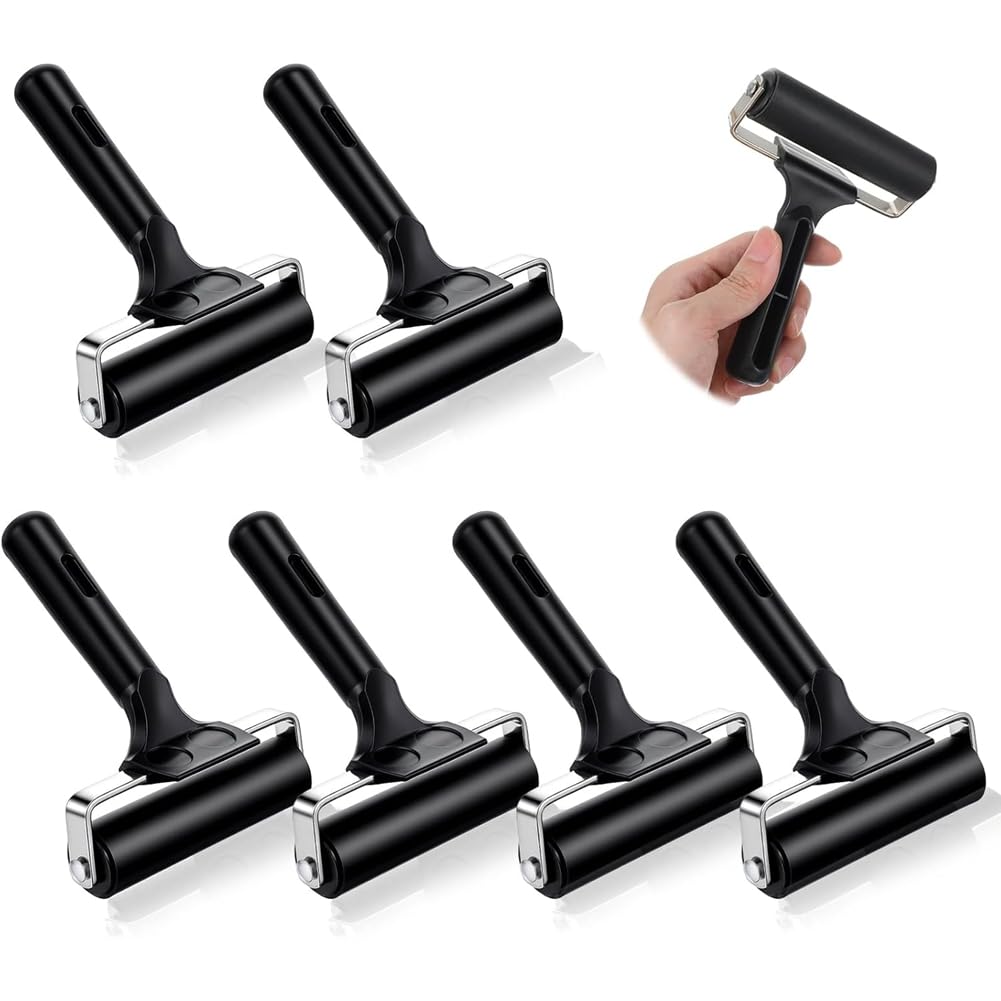 UDSKNV[KSL 6 Pcs Brayer Roller Black Printmaking Roller Handle Comfortable Painting Rollers for Printing,Painting,Printmaking