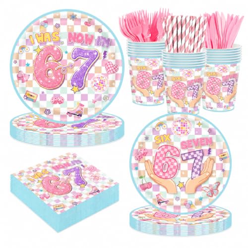 Yarnexa 6 7 Birthday Decorations, I Was 6 Now I'm 7 Party Set, 192 Pcs