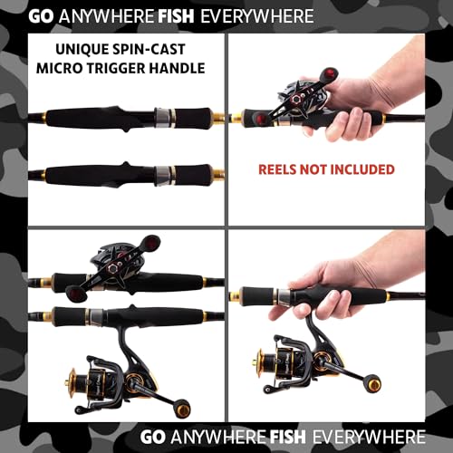 Rigged and Ready Predator Unique Spin-Baitcast Travel Fishing Rod with Case - image 3