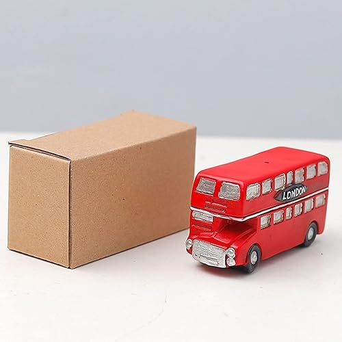 Miniatura 7 de NUOBESTY Estatuas de cabina telefónica vintage de Londres, 2 unidades, de resina, autobús vintage, minibús, modelo de coche, escultura de juguete