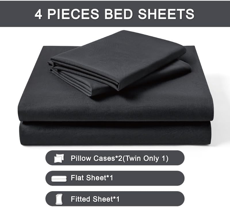 Miniatura 7 de FreshCulture Sábanas para cama individual  Sábanas ultrasuaves para camas individuales  Microfibra cepillada  Bolsillos profundos  Fácil cuidado