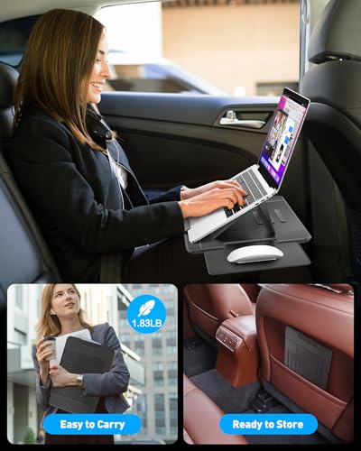 Abovetek Vassoio Portatile Per Pc Portatili Con Tappetino Per Mouse Retraibile A Destra, 3 Angolazioni Ergonomiche, Scudo Termico Antiscivolo, Supporto Portatile Per Laptop Per Letto, Divano, Viaggi - 6