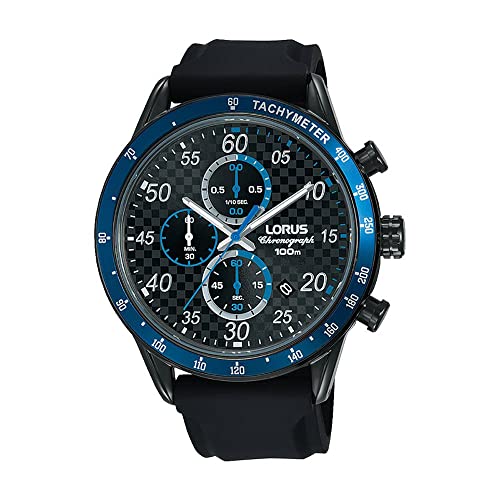 Montre LORUS RM337Ex9 chronographe étanche pour homme en acier noir