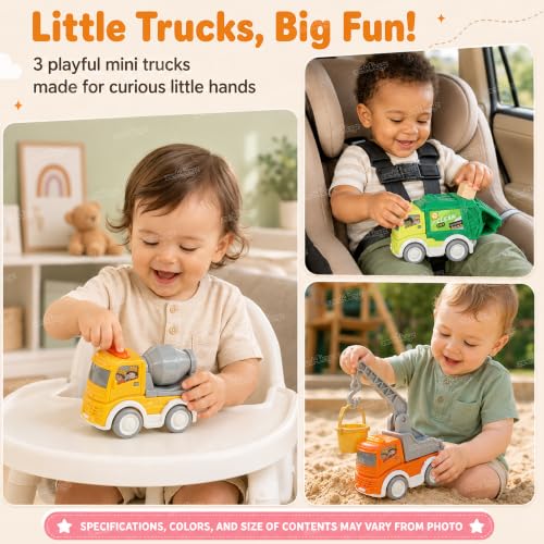 Image of Zest 4 Toyz Unbreakable Automobile Car for Kids Friction Powered Cars Construction Truck Pull Back Car Toy Crane Cement Mixer Dumper Toys for Boys & Girls (Pack of 3)