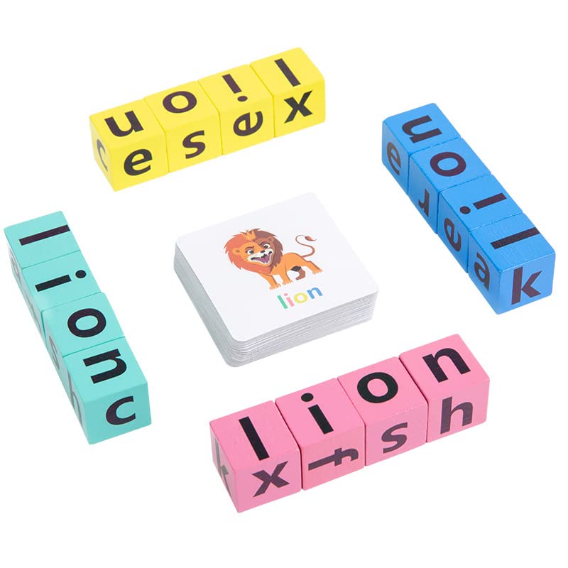 Crossword Puzzle, Wooden Alphabet Blocks Spelling Game, Word Spelling Building Cubes Toys, Alphabet Word Matching Block Puzzle