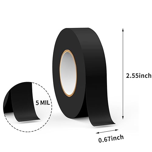 Miniatura 3 de WANBAO 10 rollos de cinta eléctrica de 0.67 pulgadas x 66 pies, cinta aislante impermeable de alta temperatura para uso doméstico, automotriz e