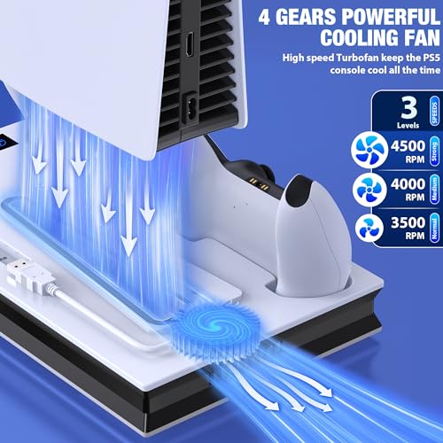 CATZARMOR 2023 Novo Suporte Ps5 Slim e Estação de Resfriamento com Carregamento de Controlador Duplo