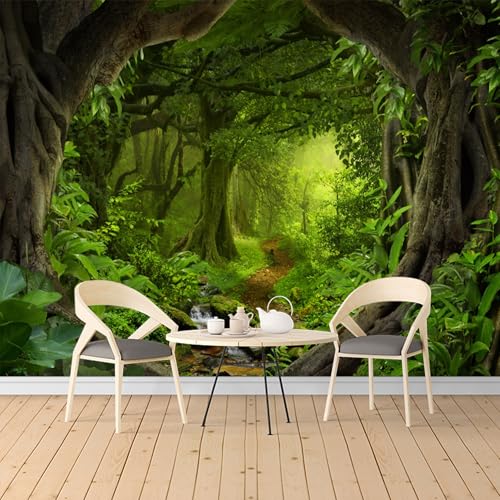 Carta da parati adesiva rimovibile con arco della foresta incantata, grande carta da parati fotografica per soggiorno, camera da letto, cucina, ufficio, bambini.