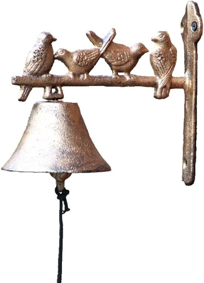Vintage Cast Iron Bells Four Birds Doorbell, Outdoor Garden Wall Decorative Hand Crank Doorbell