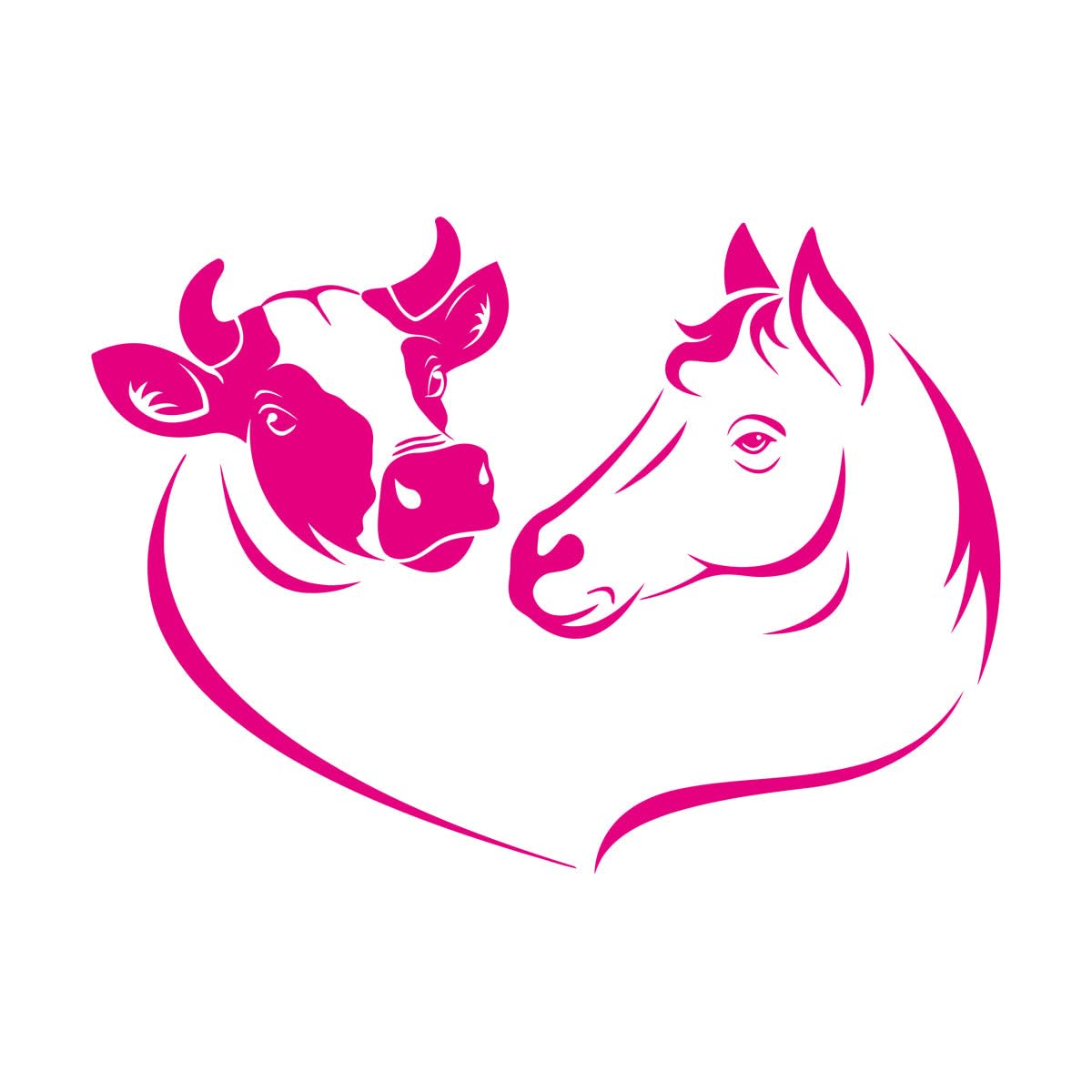 Engraving Stickers Cow Horse Love Animal Farm Village Rural 81x115.5cm Removable Without Leaving Glue Extra Large Rosered — image 1