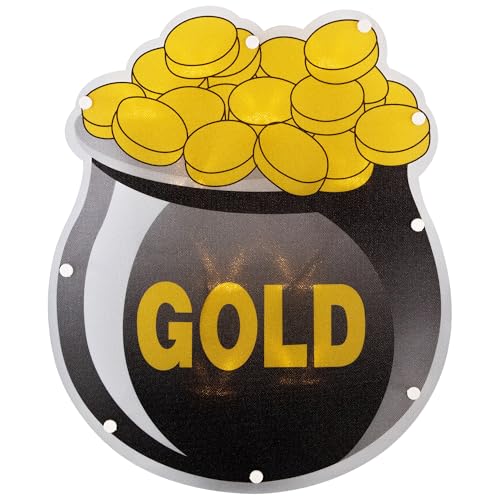 LED Lighted St. Patrick's Day Pot of Gold Window Silhouette - 12