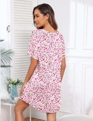 Image of Ekouaer Sleep Shirts for Women Short Sleeve Night Shirts for Sleeping Pullover Nightgown Soft Nightdress S-XXXL