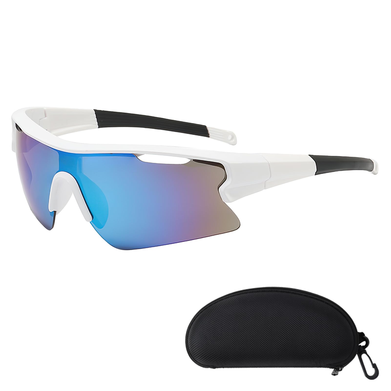 Pewcay Gafas de Sol Deportivas Polarizadas para Hombre y Mujer - Montura Curva, Ventilación Antivaho, Protección UV400 - Diseño Ligero TR90 con Almohadillas Nasales Ajustables