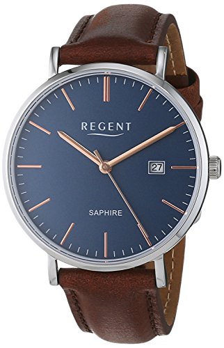 Preisvergleich Produktbild Regent Herren Analog Quarz Uhr mit Leder Armband 11110816