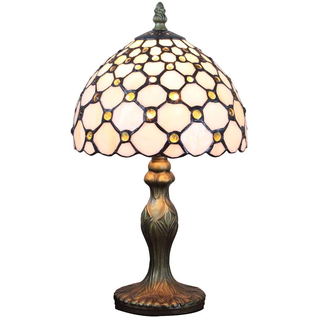 Pastoral Table Lamp Vintage Rustic Tiffany Lamp, 8 Inch Retro White Glass Table Lamp Antique Creative Design Desk Lamp Nostalgic for Office Bedroom Study Vintage Bedside Lamp