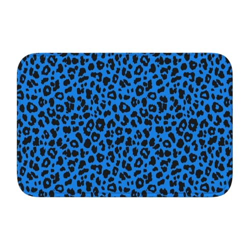 Woshuwo Felpudo antideslizante con estampado de leopardo azul y negro, para entrada exterior e interior, casa de campo, 40 x 60 cm
