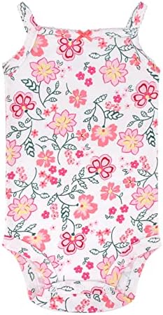 JiAmy Baby Girls 3-Piece Playwear Set, 3Pcs Girls Short Sleeve Shirt + Shorts + Bodysuit Set, Flowers, 3-6 Months