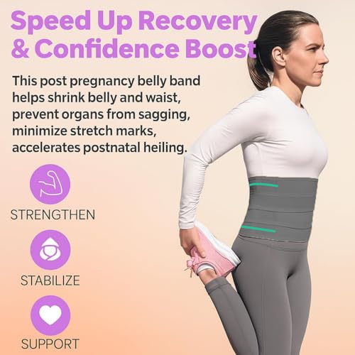Image of 3-in-1 Postpartum Belt After Delivery - Abdominal Belt for Women Tummy Control | Pregnancy Belts After Delivery | Maternity Belt After C-Section | Abdominal Binder for Post Pregnancy Recovery (Universal) (Grey+)