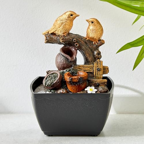 Image of Home Centre Alpine Polyresin Bird Water Fountain - 13x12.5x18.5cm