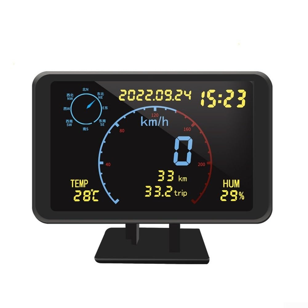 Compteur de vitesse GPS, affichage HUD, altimètre de voiture avec GPS + BeiDou double mode en temps réel, altitude, humidité, survitesse, alarme pour la sécurité du véhicule