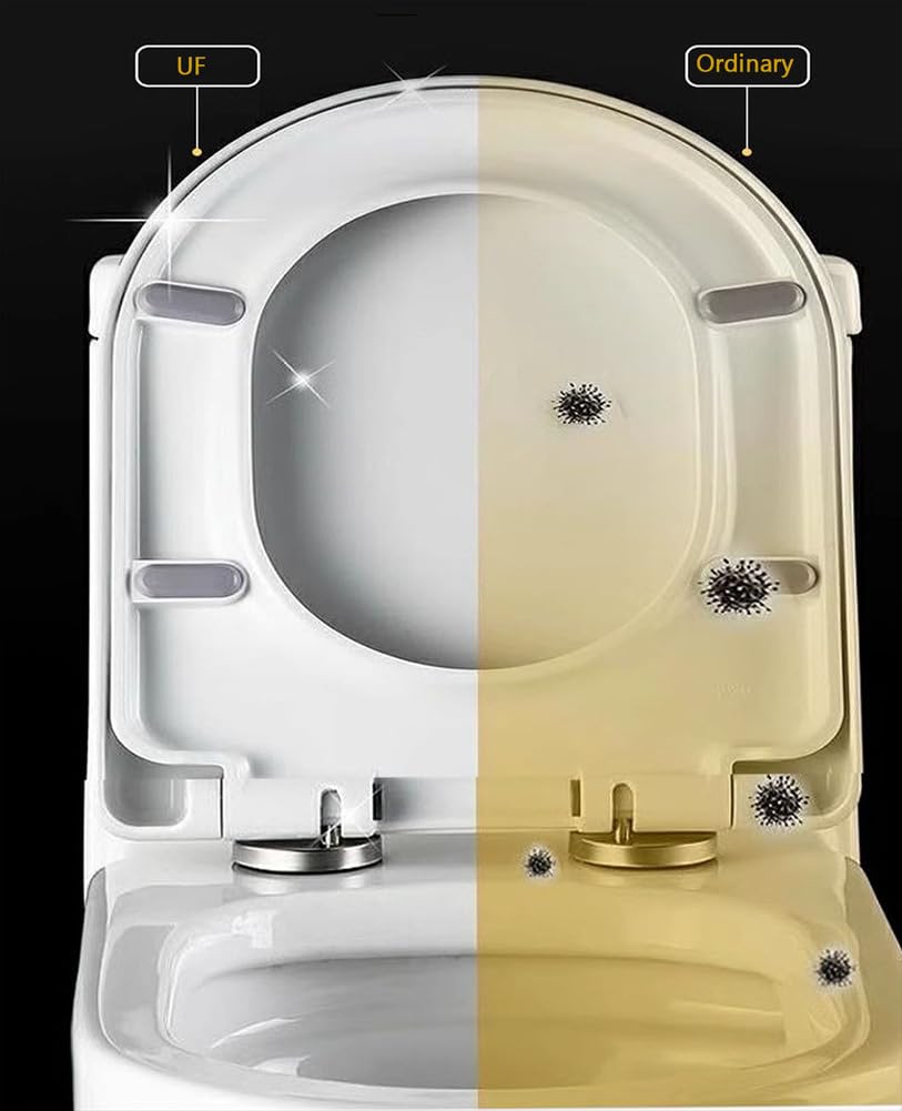 Sedile WC Universali Forma V Copriwater con Chiusura Rallentata,Coprivaso per Famiglie,Tavolette WC Muto Tavoletta WC Bagno,Copriwater Rapido Montaggio,38 * 45cm,Coperchio Water,02