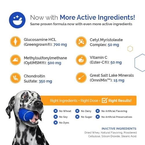 Topdog Health Glycanaid Maintenance Joint Supplement For Dogs (60 Chewable Tablets) - Made In Usa & With Usa Ingredients - Glucosamine Hcl - Chondroitin Sulfate - Msm - Cetyl-M - Vitamin C thumb #2