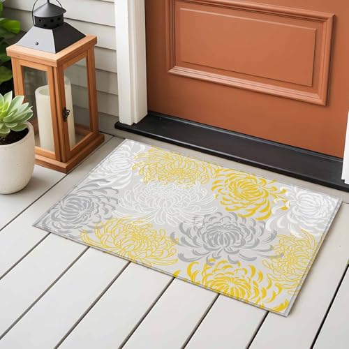 Tapete rectangular amarillo 2x3 pies antideslizante lavable miniatura 5