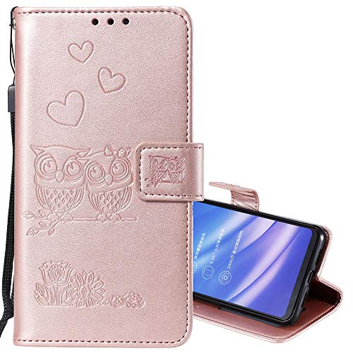 Nadoli Flip Handyhülle für Galaxy J3 2017,Schutzhülle Pu Leder Lustig Geprägt Blumen Eule Magnetverschluss Wallet Brieftasche Lederhülle mit Standfunktion für Samsung Galaxy J3 2017 Cover