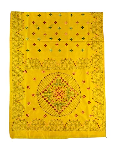 Image of Women's Kantha Stitch Handloom Cotton Silk Saree with Blouse Piece