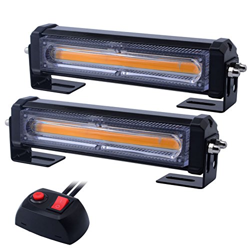 Wowtou Led Amber Emergency Strobe Lights For Trucks Tractors Snow Plows Escort Vehicles Pilot Cars Utv, Waterproof 2 In 1 Surface Mount Grille Hazard Warning Safety Flashing Lightbar #TOP3