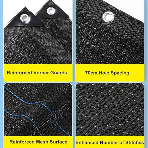 Filet d'extérieur durable bâche pare-soleil noire 90% haut de gamme - 4