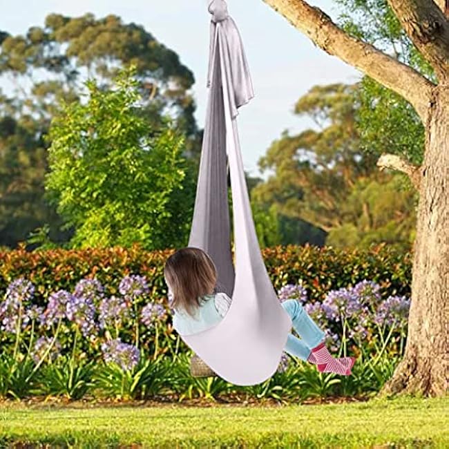 Aerial Yoga Hammock 3.28x9.2ft Aerial Yoga Swing for Antigravity Yoga Inversion, Aerial Silks for Home, Bearing 55KG(Grey)