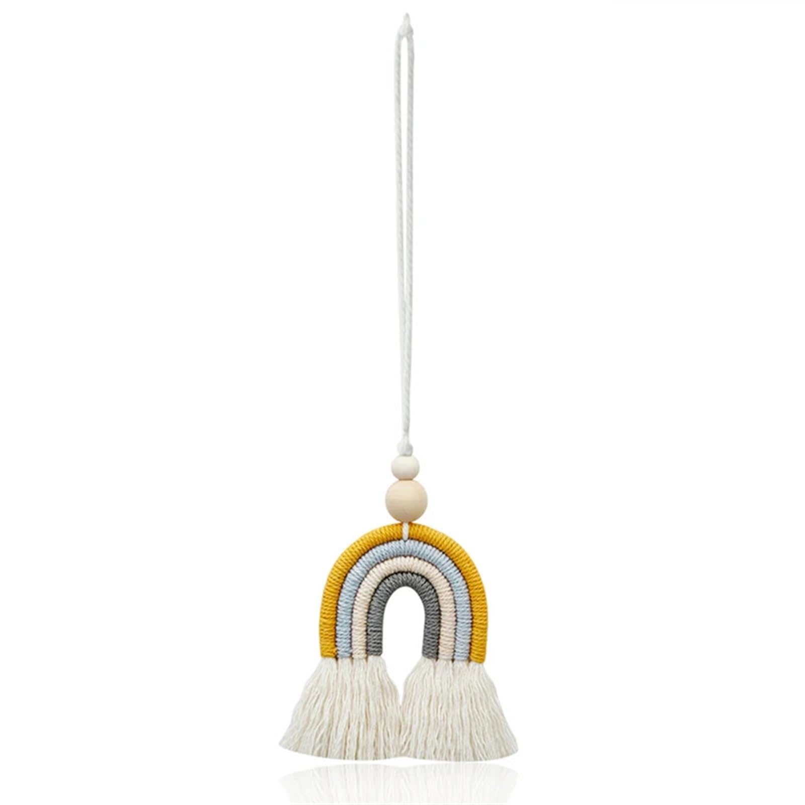 Creative Rainbow Car Rear View Mirror Hanging Pendant - Car Decor Accessory(Yellow)