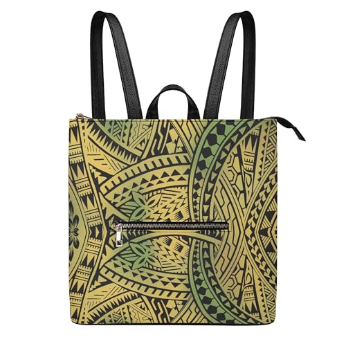 2025 Women'S Zipper Backpack Casual And Versatile Large-Capacity Backpack Polynesian Samoan Art Style