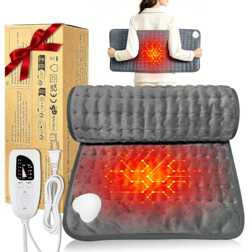 Image of Electric Heating pad for Back Neck Shoulder Knee Arms Legs- Electric Heat Pads with 6 Heat Settings & Auto Shut Off Heat Heating Pad for Birthday Mother Father Girl Men Women