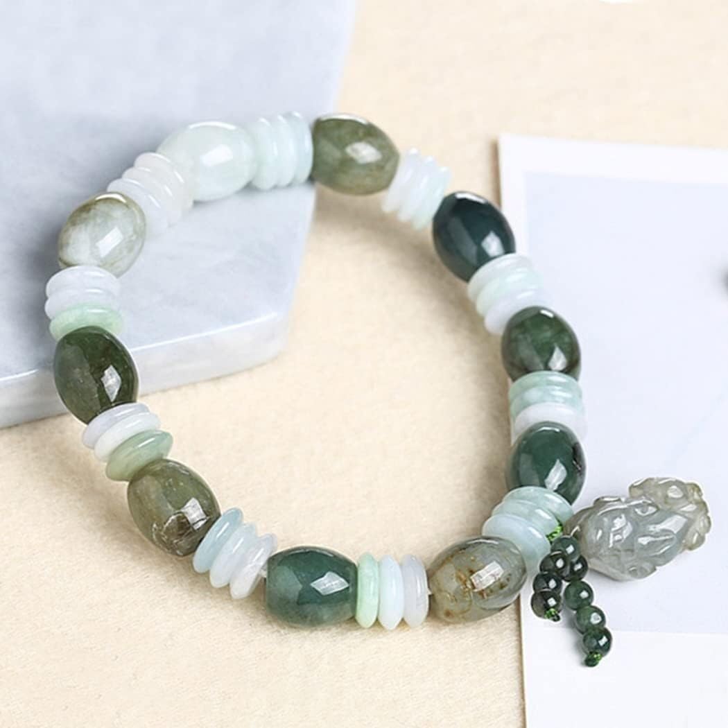 Pulsera de riqueza, pulsera Feng Shui Pixiu, pulsera de jade nefrita natural, pulsera de piedras preciosas, pulsera de jade, buena suerte, amuleto Pixiu Pi Yao, for protegerse de los malos espíritus,