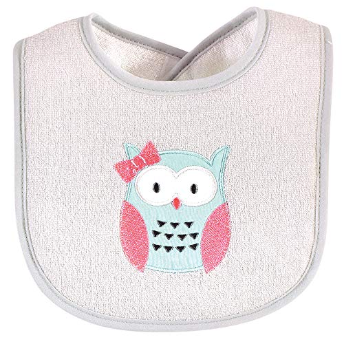 Image of Hudson Baby Unisex Baby Cotton Terry Drooler Bibs with Fiber Filling, Girl Woodland, One Size