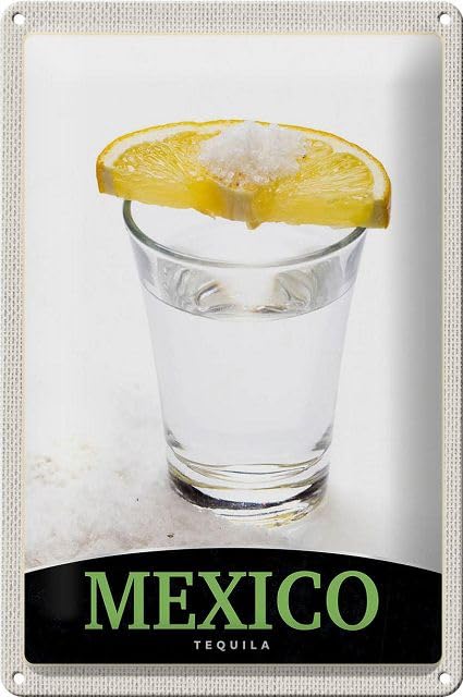 Targa in metallo 30 x 20 cm Messico Tequila con sale e limone – DekoNo7
