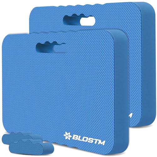 BLOSTM Blue Garden - Paquete de 2 almohadillas para rodillas de espuma de alta densidad con dos texturas, alfombrillas de espuma grandes de alta calidad para el trabajo en casa, jardinería y yoga