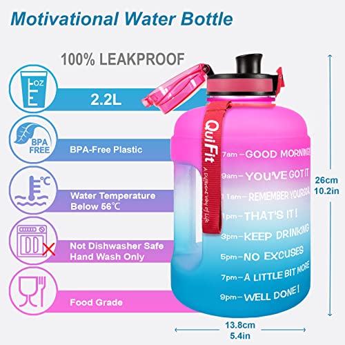 QuiFit Borraccia motivazionale da 2,2 l, con