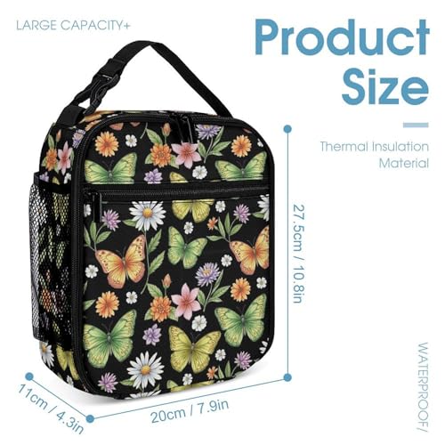 Backpack Bookbag Set Butterfly (116) Backpack with Lunch Bags and Makeup Bag Shoulder Bag with Lunch Box Storage Bags4