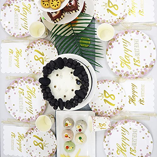 Pandecor 18 Years Old Birthday Party Disposable Tableware Set -Serves 20-18Th Birthday Dinner Plates,Dessert Plates,Cups,Napkins,Forks,Knives And Spoons For Teen Girls #TOP4