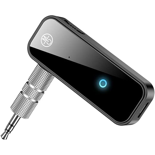 FMIIFMS Bluetooth 5.0 Adapter 3.5mm Jack Aux Dongle, 2-in-1 Wireless Transmitter Receiver for Car,TV Audio,Headphones,Speakers,Projector