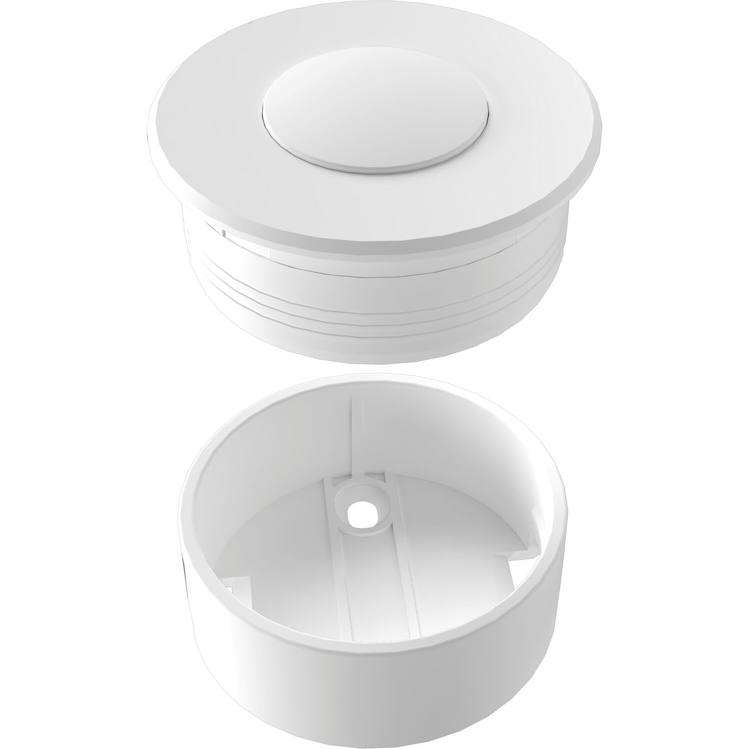 Siro PushPower, interruttore radio da incasso, rotondo, interruttore luce radio Mini 35, nessun cablaggio necessario, plastica, bianco